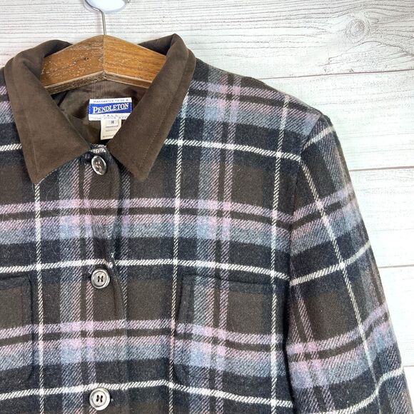 Vintage Pendleton Jacket Plaid Wool USA Women’s Size 18 Tall - Picture 4 of 11